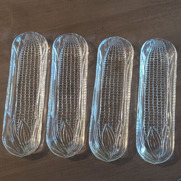 Vintage Pressed Glass Corn on the Cob Dish, Set of 4 - Picture 1 of 8